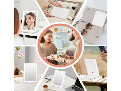 Led megvilágított smink tükör összecsukható utazótükör fehér