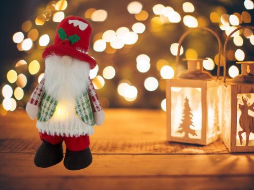 Gnóm LED-es megvilágítású hassal 30cm-es karácsonyfadísz