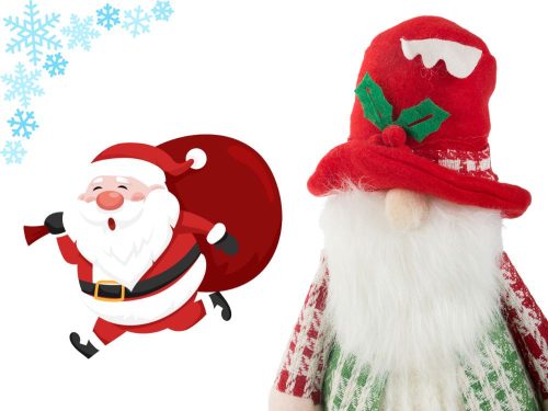 Gnóm LED-es megvilágítású hassal 30cm-es karácsonyfadísz