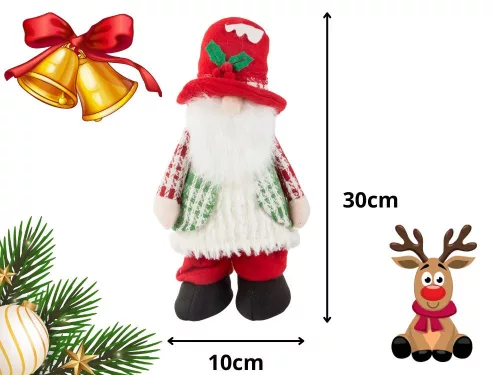Gnóm LED-es megvilágítású hassal 30cm-es karácsonyfadísz