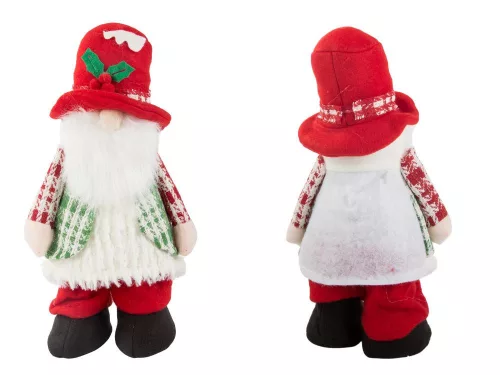Gnóm LED-es megvilágítású hassal 30cm-es karácsonyfadísz