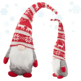   Karácsonyi szürke gnóm karácsonyfadísz szakállal 48cm soft