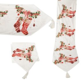 Karácsonyi asztali futós Szenteste harisnya 205x35cm