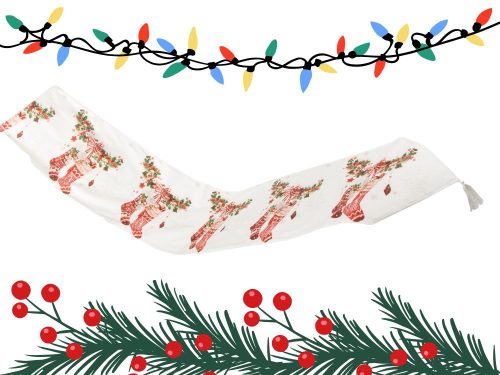 Karácsonyi asztali futós Szenteste harisnya 205x35cm