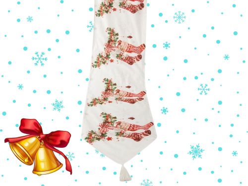 Karácsonyi asztali futós Szenteste harisnya 205x35cm