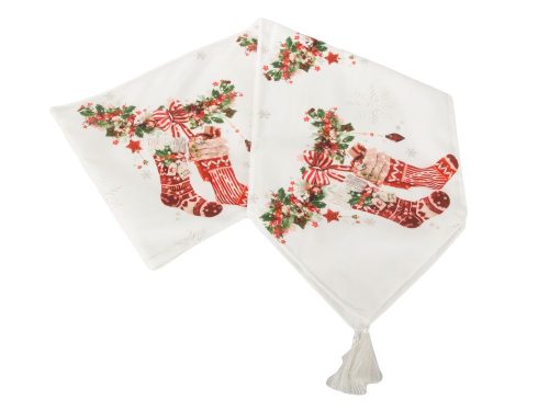 Karácsonyi asztali futós Szenteste harisnya 205x35cm