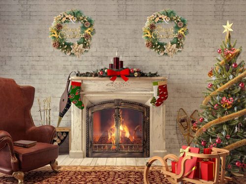 Karácsonyi dekorációs koszorű fali dekoráció ajtódísz  karácsonyi díszítés v2