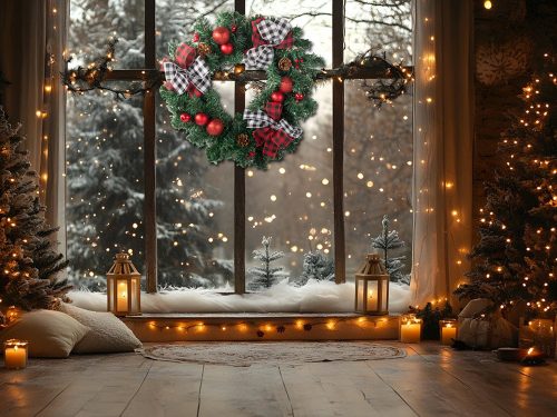 Karácsonyi dekorációs koszorű fali dekoráció ajtódísz  karácsonyi díszítés v4