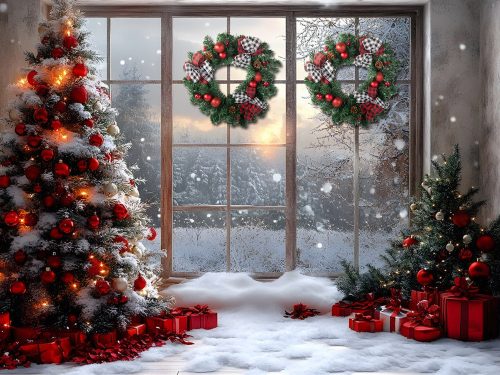 Karácsonyi dekorációs koszorű fali dekoráció ajtódísz  karácsonyi díszítés v4