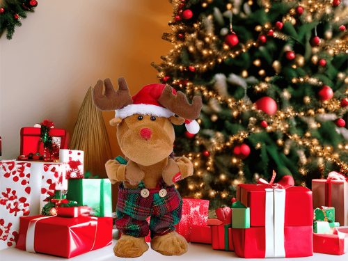 Táncoló énekes karácsonyi ének karácsonyi rénszarvas karácsonyi plüss