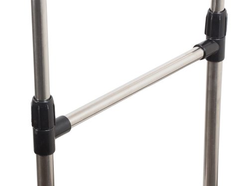 Gardróbszekrény mobil kabátállvány dupla polcos állvány kerekeken