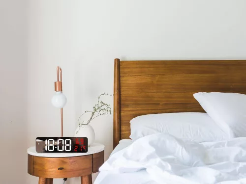 LED digitális óra időt, hőmérséklet, páratartalom, ébresztőóra fekete