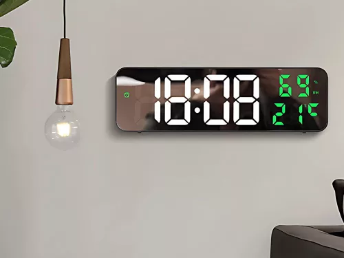 LED digitális óra időt, hőmérséklet, páratartalom, ébresztőóra fekete v2