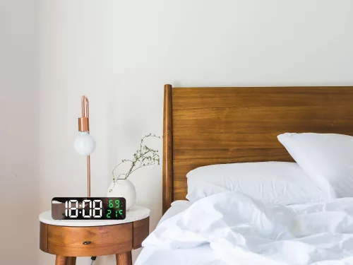LED digitális óra időt, hőmérséklet, páratartalom, ébresztőóra fekete v2