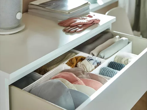Textil szervező vászon ruhák cipő fiók fehér