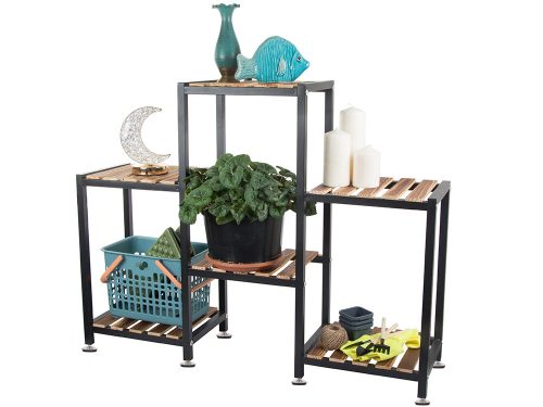 Virágcserép magasan álló fa virágtartó 3 szintes könyvespolc