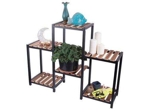 Virágcserép magasan álló fa virágtartó 3 szintes könyvespolc