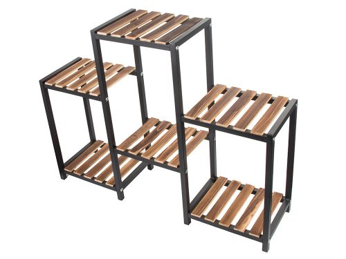 Virágcserép magasan álló fa virágtartó 3 szintes könyvespolc