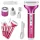 Depilátor női test borotva lábak trimmer 4in1 cserélhető tippek usb pink