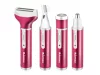 Depilátor női test borotva lábak trimmer 4in1 cserélhető tippek usb pink