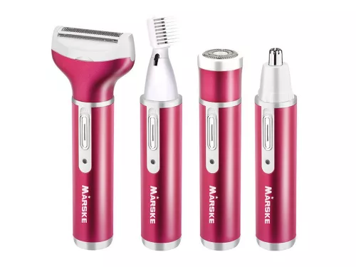 Depilátor női test borotva lábak trimmer 4in1 cserélhető tippek usb pink