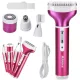 Depilátor női test borotva lábak trimmer 4in1 cserélhető tippek usb pink