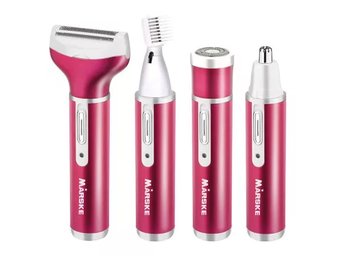 Depilátor női test borotva lábak trimmer 4in1 cserélhető tippek usb pink