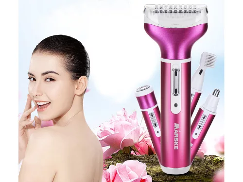 Depilátor női test borotva lábak trimmer 4in1 cserélhető tippek usb pink