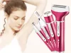 Depilátor női test borotva lábak trimmer 4in1 cserélhető tippek usb pink