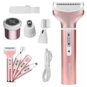   Depilátor női test borotva lábak trimmer 4in1 cserélhető tippek usb rózsaszín