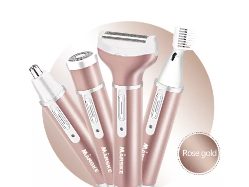 Depilátor női test borotva lábak trimmer 4in1 cserélhető tippek usb rózsaszín