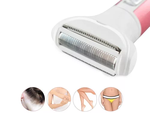 Depilátor női test borotva lábak trimmer 4in1 cserélhető tippek usb rózsaszín