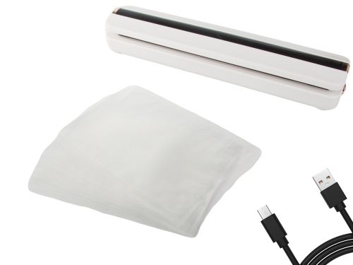 Vákuumfóliázó gép élelmiszer-fólia + 10db zsák, fehér