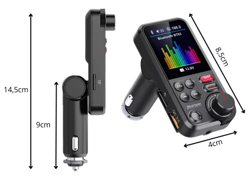 Bluetooth adó 5.0 fm kihangosító usb qc tf basszus lcd 12-24v
