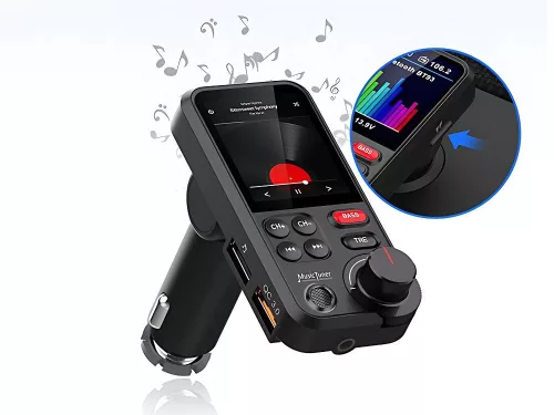 Bluetooth adó 5.0 fm kihangosító usb qc tf basszus lcd 12-24v