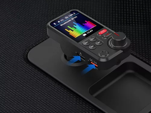 Bluetooth adó 5.0 fm kihangosító usb qc tf basszus lcd 12-24v