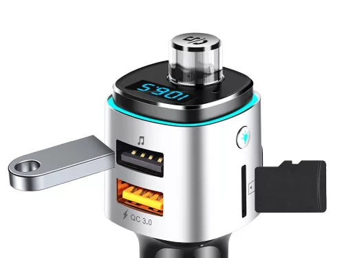 Bluetooth fm transmitter autótöltő fast 2x usb illumination