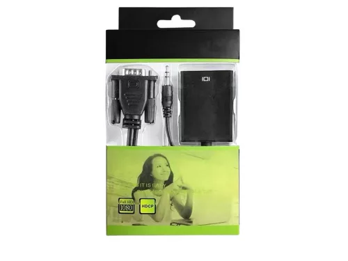 Kábel vga-hdmi full hd d-sub átalakító adapter 3,5 jack és usb csatlakozóval
