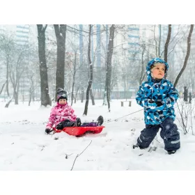   Műanyag szánkó háttámlával, fékkel és húzózsinórral