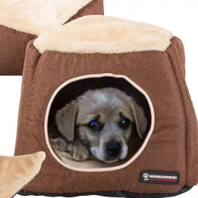   kutyaágy puha kennel kutyaszobaház játszószekrény, barna