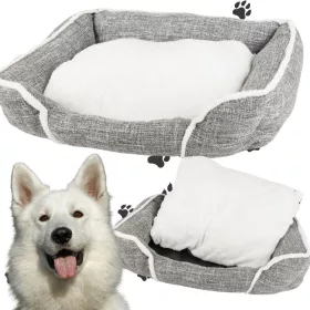   Kutyaágy puha kényelmes pelyhes ágy párnával 60cm x 50cm