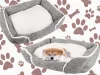 Kutyaágy puha kényelmes pelyhes ágy párnával 60cm x 50cm