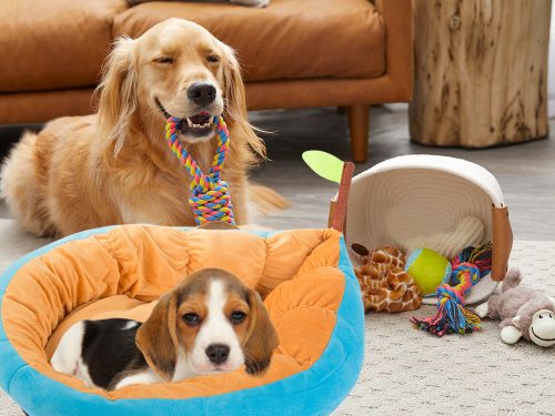 Plüss kutyaágy macskaágy puha kanapé kék