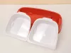 Dupla tál kutyának macskának kivehető műanyagból, piros