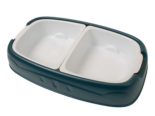 Dupla tál kutyának macskának kivehető műanyagból kék