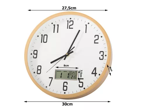 Falióra nagy csendes 30cm kerek mutató dátum hőmérséklet másodpercek
