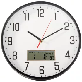   Falióra nagy csendes 30cm kerek mutató dátum hőmérséklet faminta