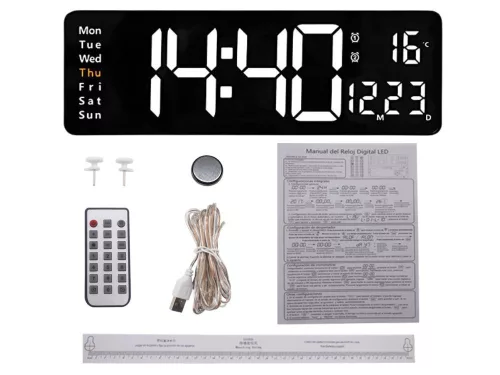 Elektronikus óra digitális led függő dátum hőmérséklet ébresztő óra napok