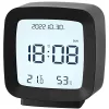 Ébresztőóra dátummal és hőmérséklettel szundi funkcióval lcd nedvességmérő fekete