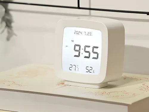 Ébresztőóra dátummal és hőmérséklettel szundi funkcióval lcd nedvességmérő fehér